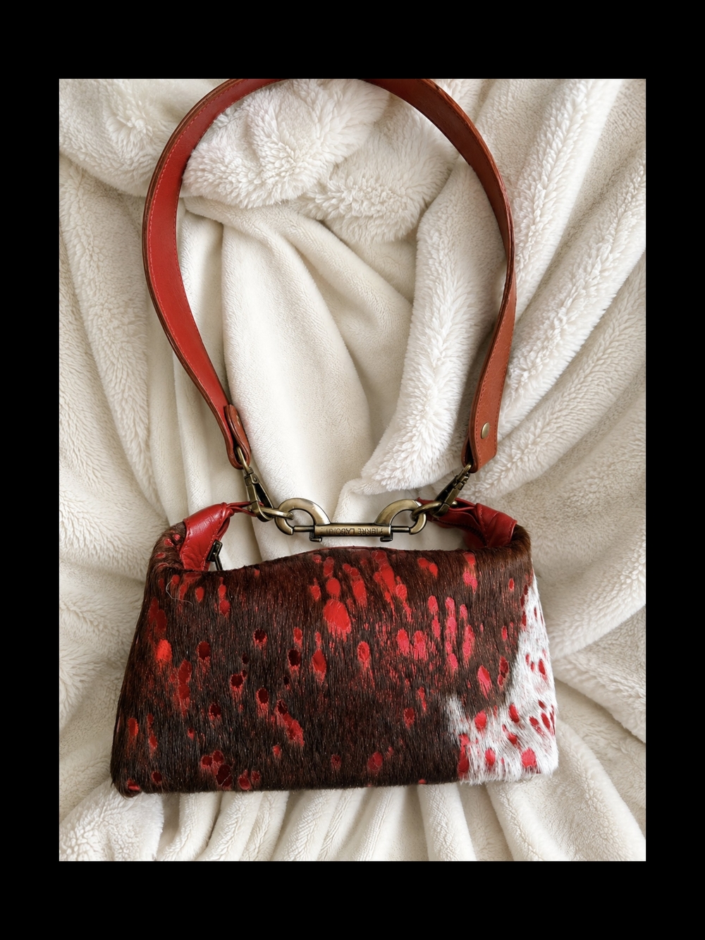 Pierre Laborde Red Speckled Ponyhair Shoulder Bag W/Removable Strap 1 Of 1